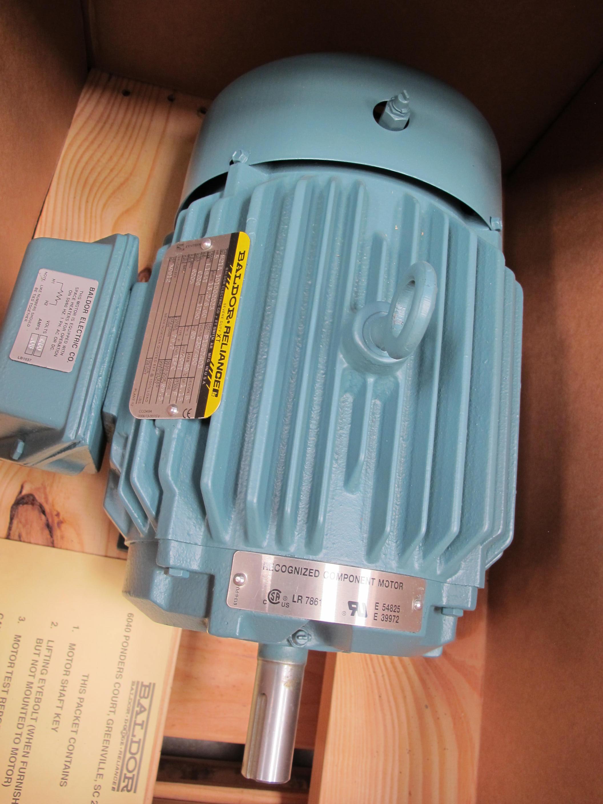 MOTOR, ELECTRIC TYPE, 5 HORSEPOWER, 460VAC 3PH 60HZ ELEC RATING, 1800 (RATED) RPM, 184T FRAME, FLA 6.60 AMPS, TEFC ENCLOSURE, CONTINUOUS DUTY, 1.15 SERVICE FACTOR, 1-1/8" KEYED(1/4") SHAFT. MOTOR SHALL BE EQUIPPED WITH 20 WATT,480V SPACE HEATER. THE MOTOR MUST BE NEMA DESIGN B, CODE J. PART # P18G7403-4 (W-44) LOADING & HANDLING FEE $15-